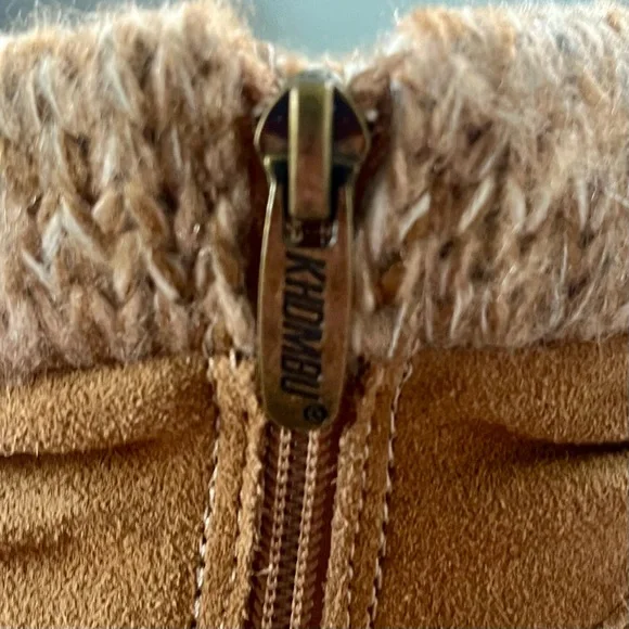 Khombu Laura Suede Leather Boots with Knit Trim in Chestnut Brown - Picture 8 of 16